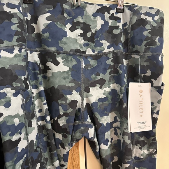 Athleta Camo Pocket Leggings Women Plus 1X NWT Blue Black Gray Ultimate 7/8 - Picture 3 of 3